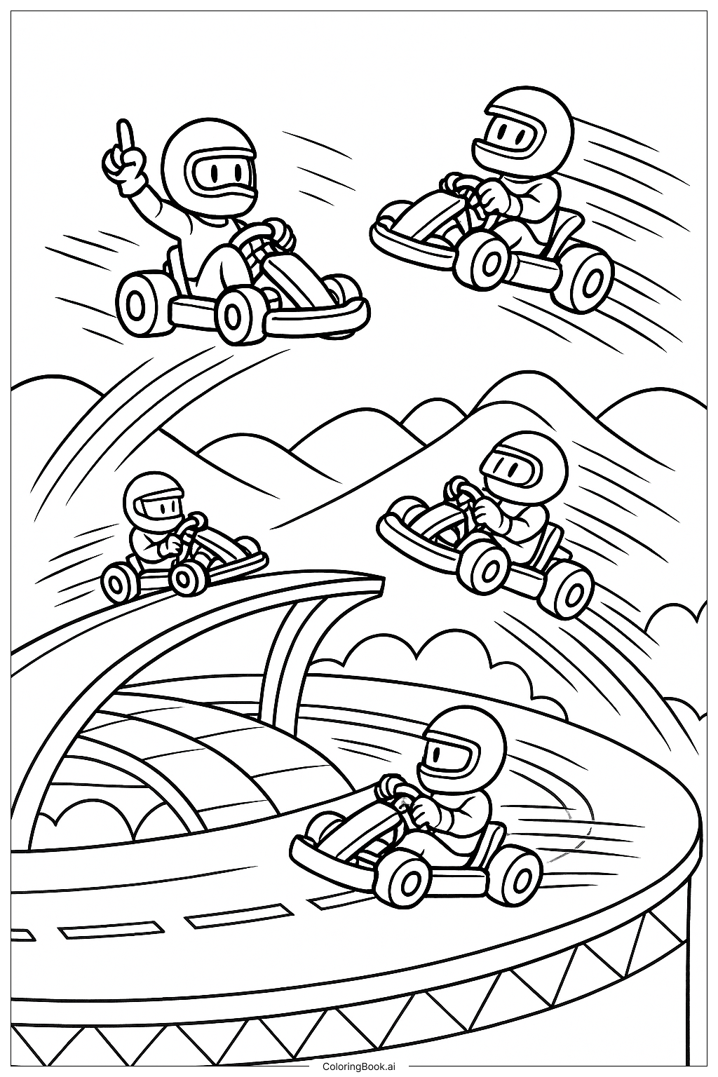  Trang tô màu Cảnh Biểu Diễn Mạo Hiểm Trên Không Mario Kart 