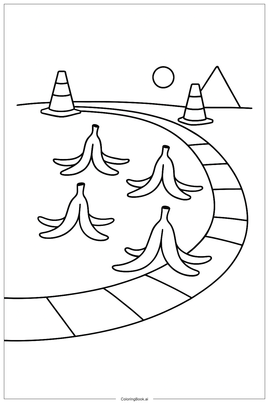  马里奥赛车香蕉路障填色页 