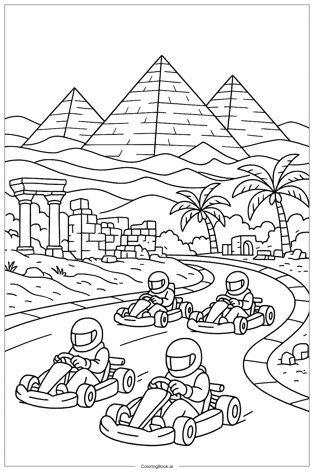 마리오 카트 사막 피라미드 추격전 색칠공부 페이지