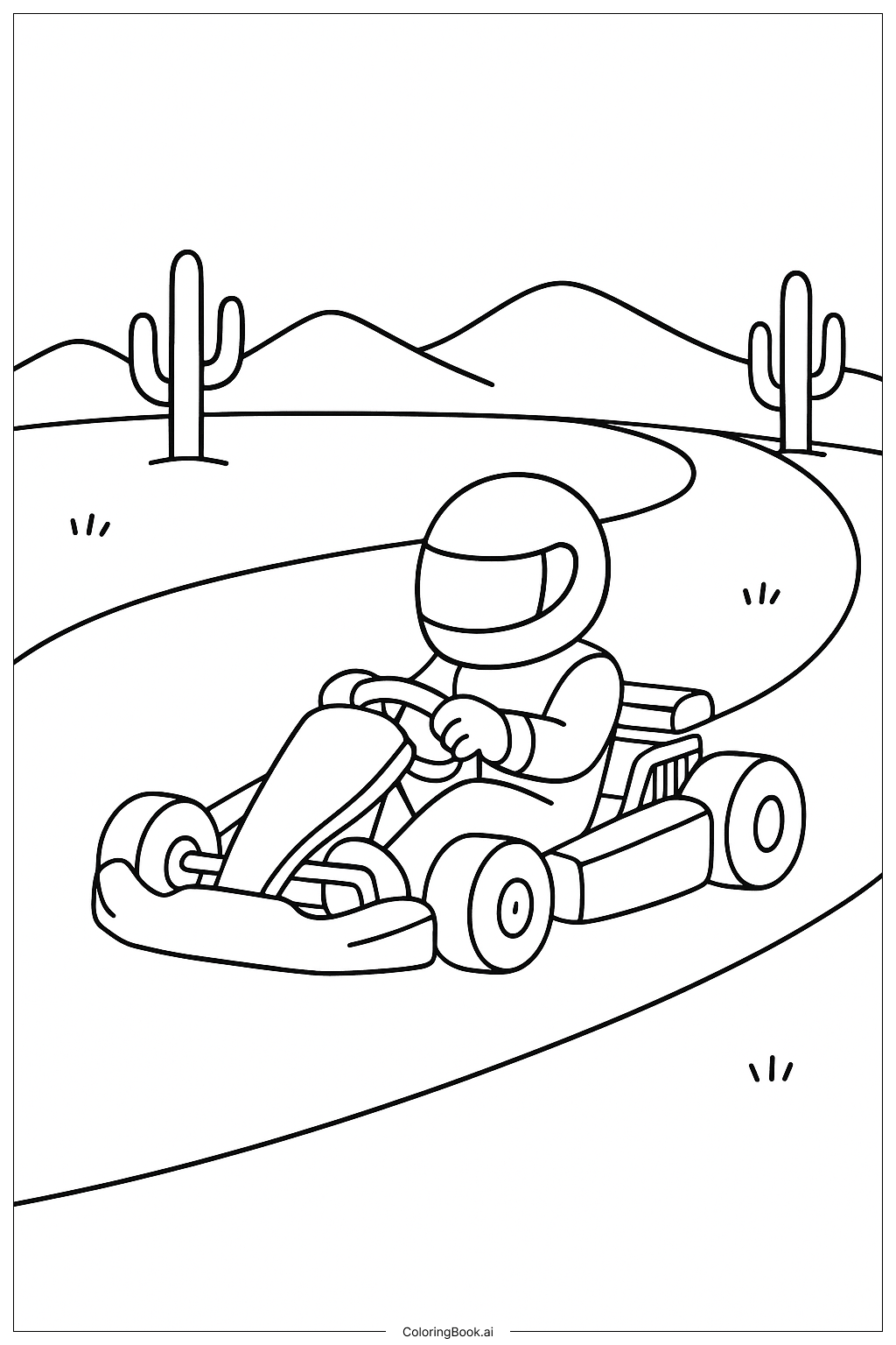 马里奥卡丁车沙漠赛填色页 