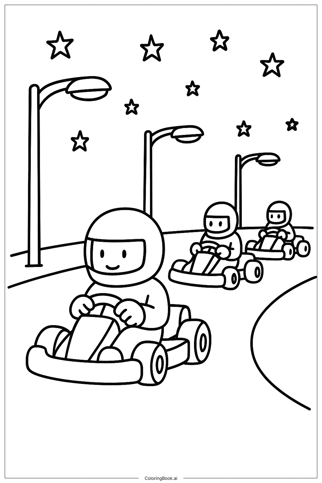  Page de coloriage Course Nocturne Mario Kart 