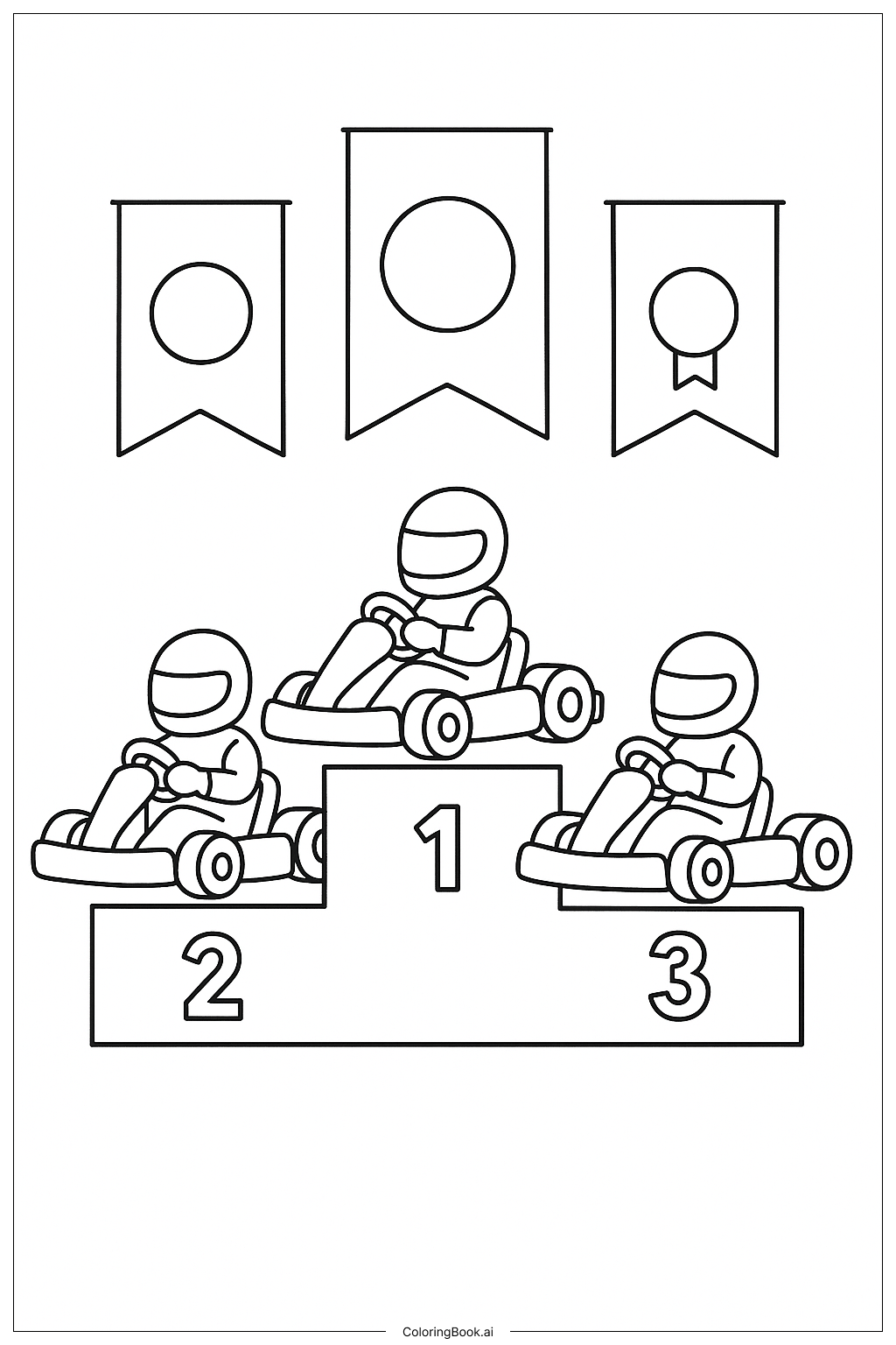  Trang tô màu Bệ chiến thắng Mario Kart Racing 