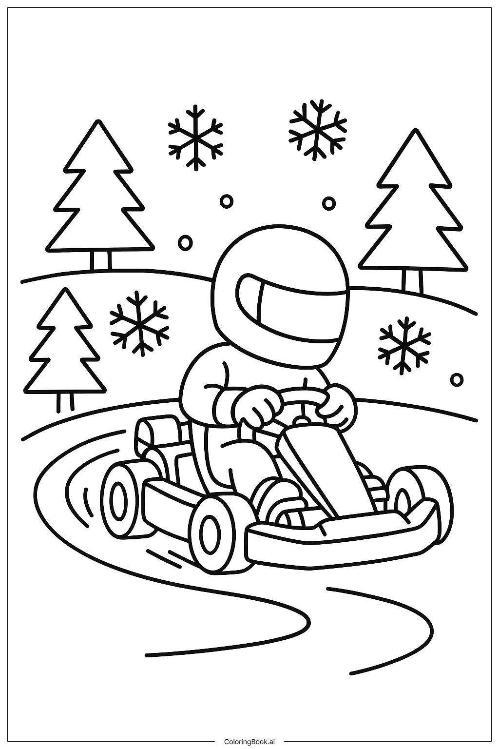  马里奥赛车雪地赛道填色页 