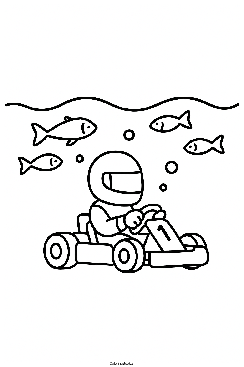  马里奥卡丁车水下赛道填色页 