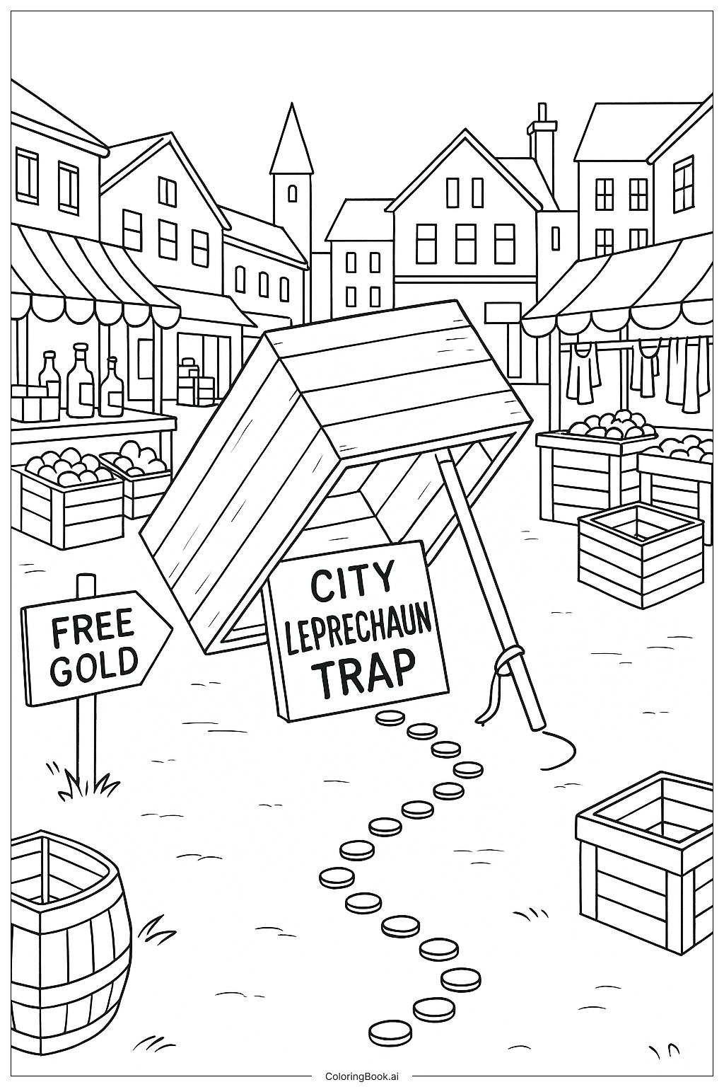  Market Square Leprechaun Trap Coloring Page 