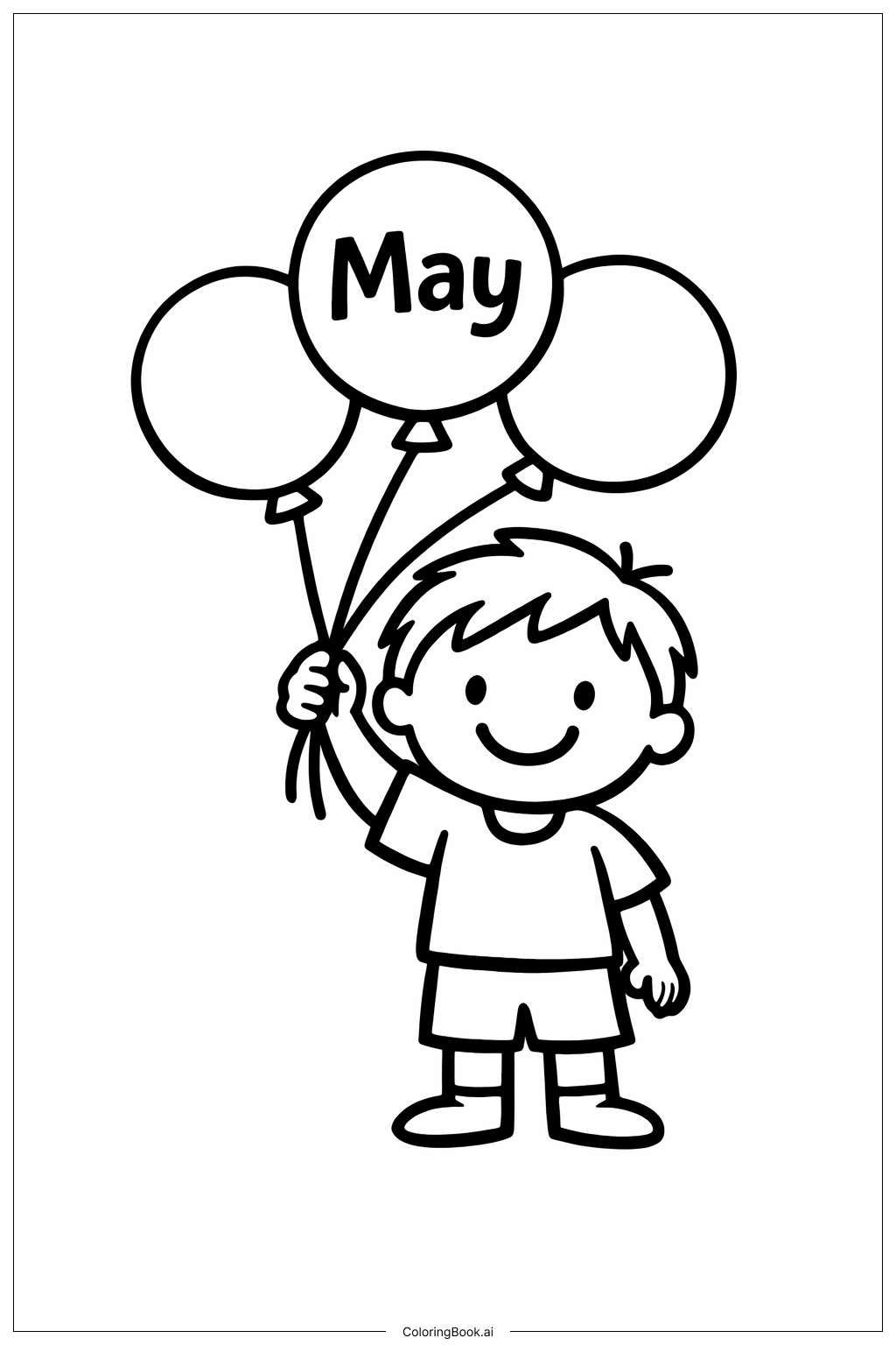  5월 풍선 아이 색칠공부 페이지 