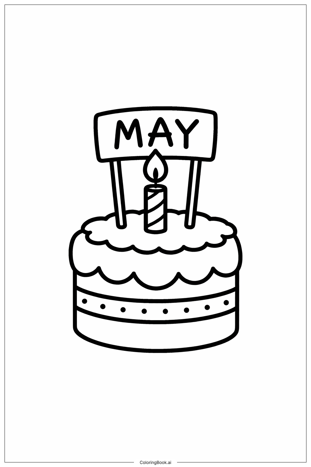  5월 생일 케이크 색칠공부 페이지 