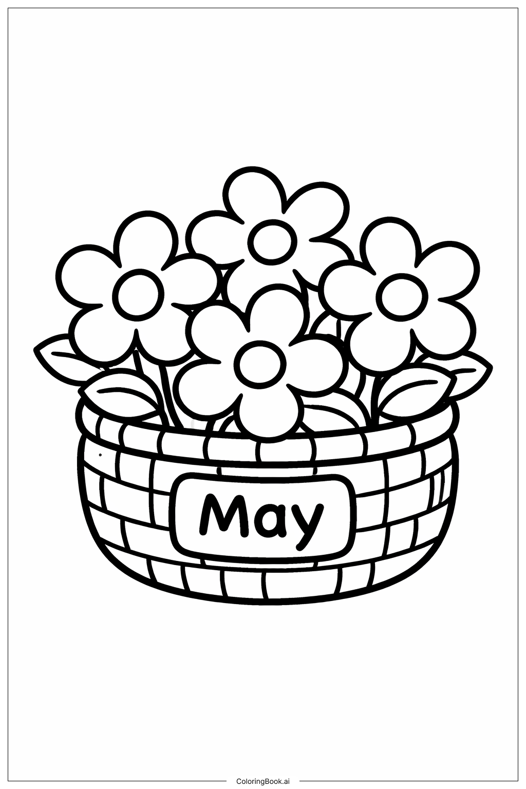  5월 꽃 바구니 색칠공부 페이지 