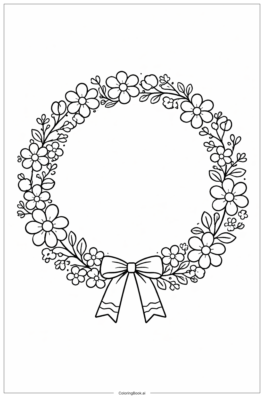  5월 꽃 화환 색칠공부 페이지 