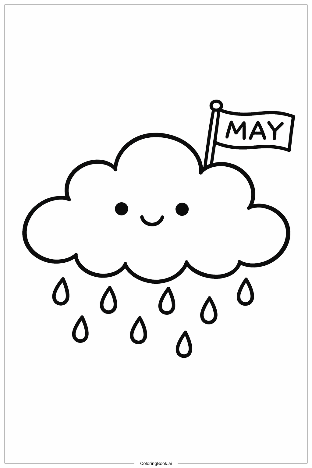  행복한 5월 구름 색칠공부 페이지 