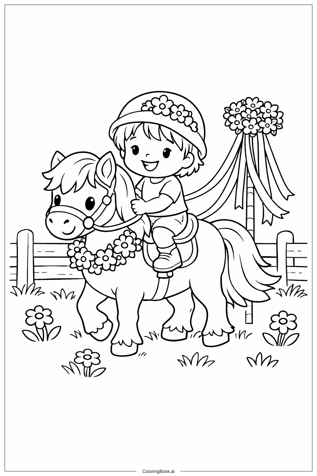  5월 말 애마 타기 색칠공부 페이지 