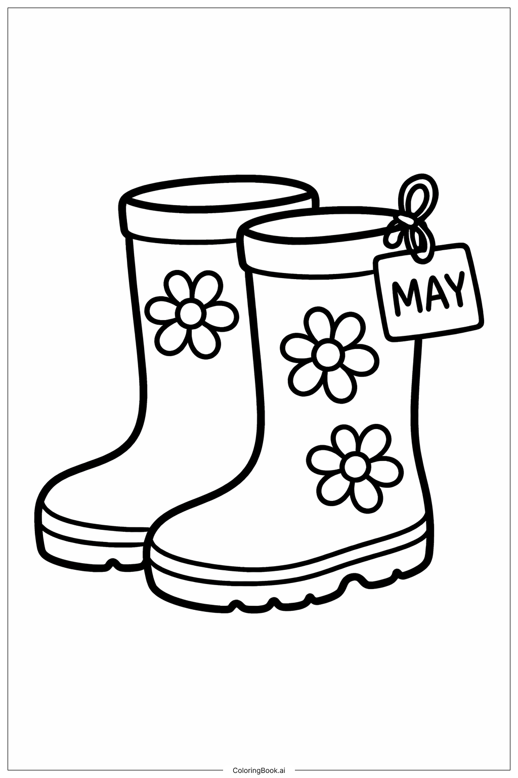  5월 비 오는 부츠 색칠공부 페이지 