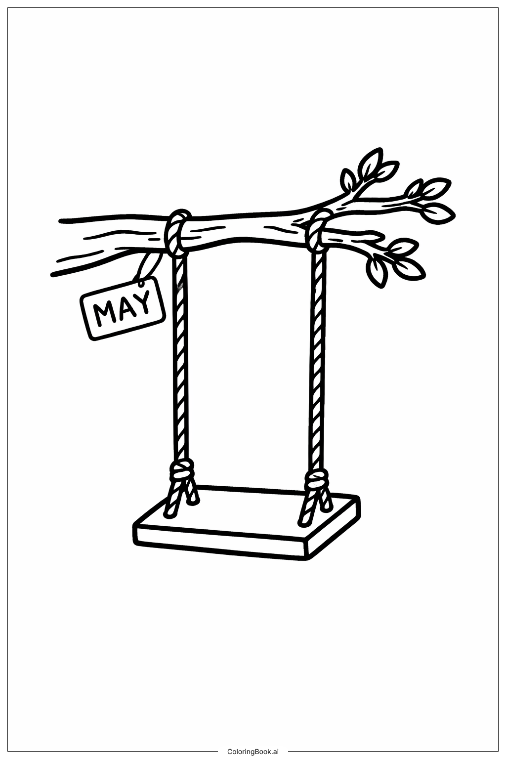  5월 나무 그네 색칠공부 페이지 