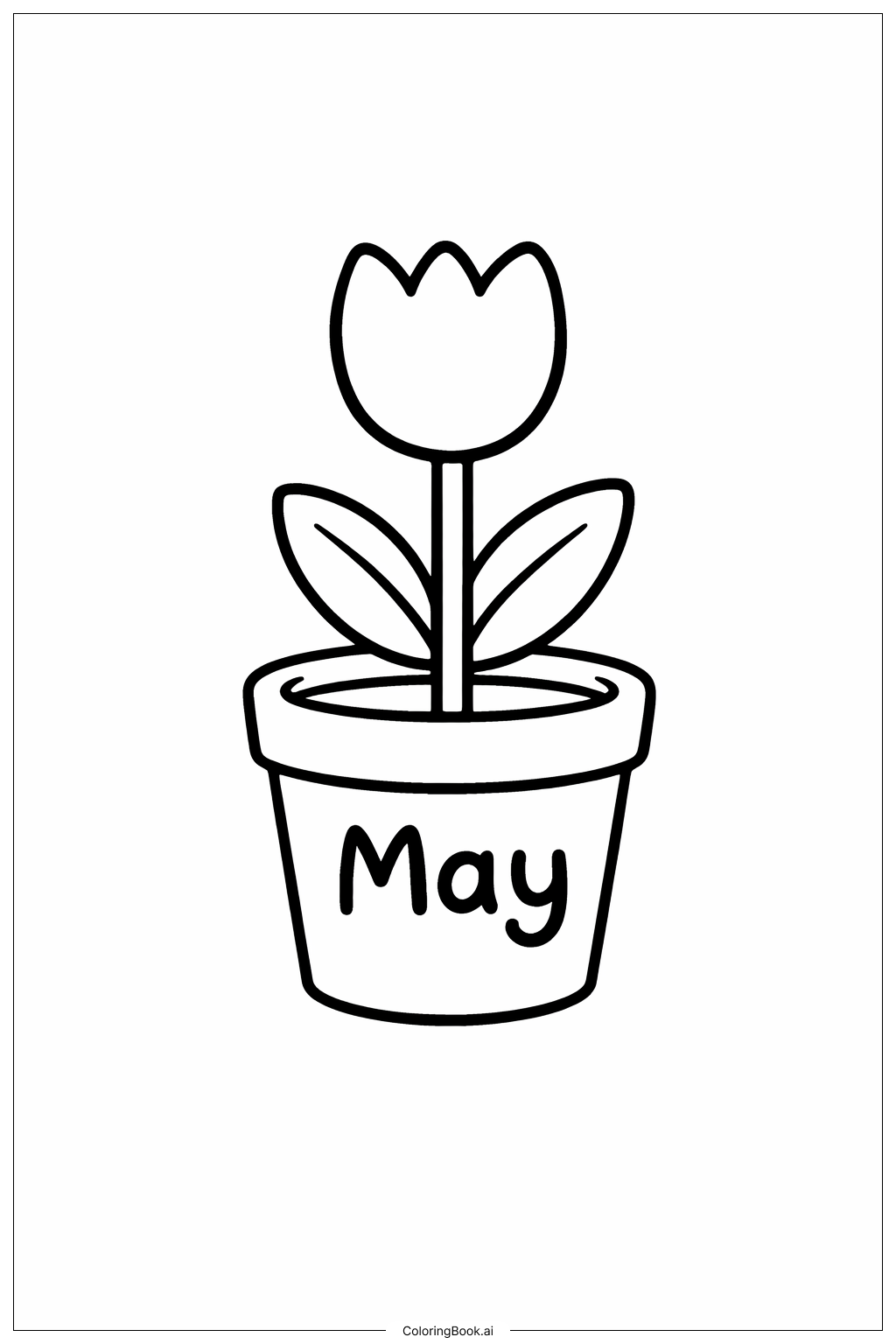  5월 튤립 화분 색칠공부 페이지 