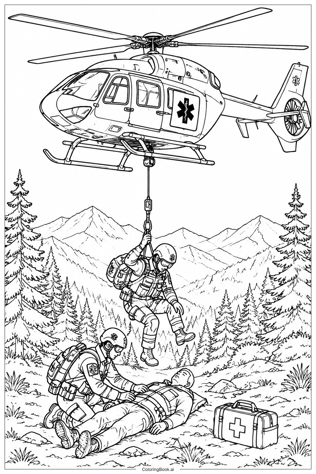  Medical Evacuation Helicopter Rescue Coloring Page 