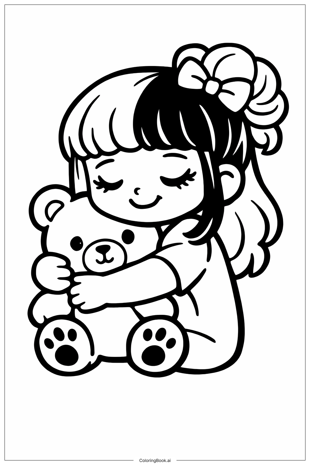 Melanie Martinez 抱著泰迪熊著色頁