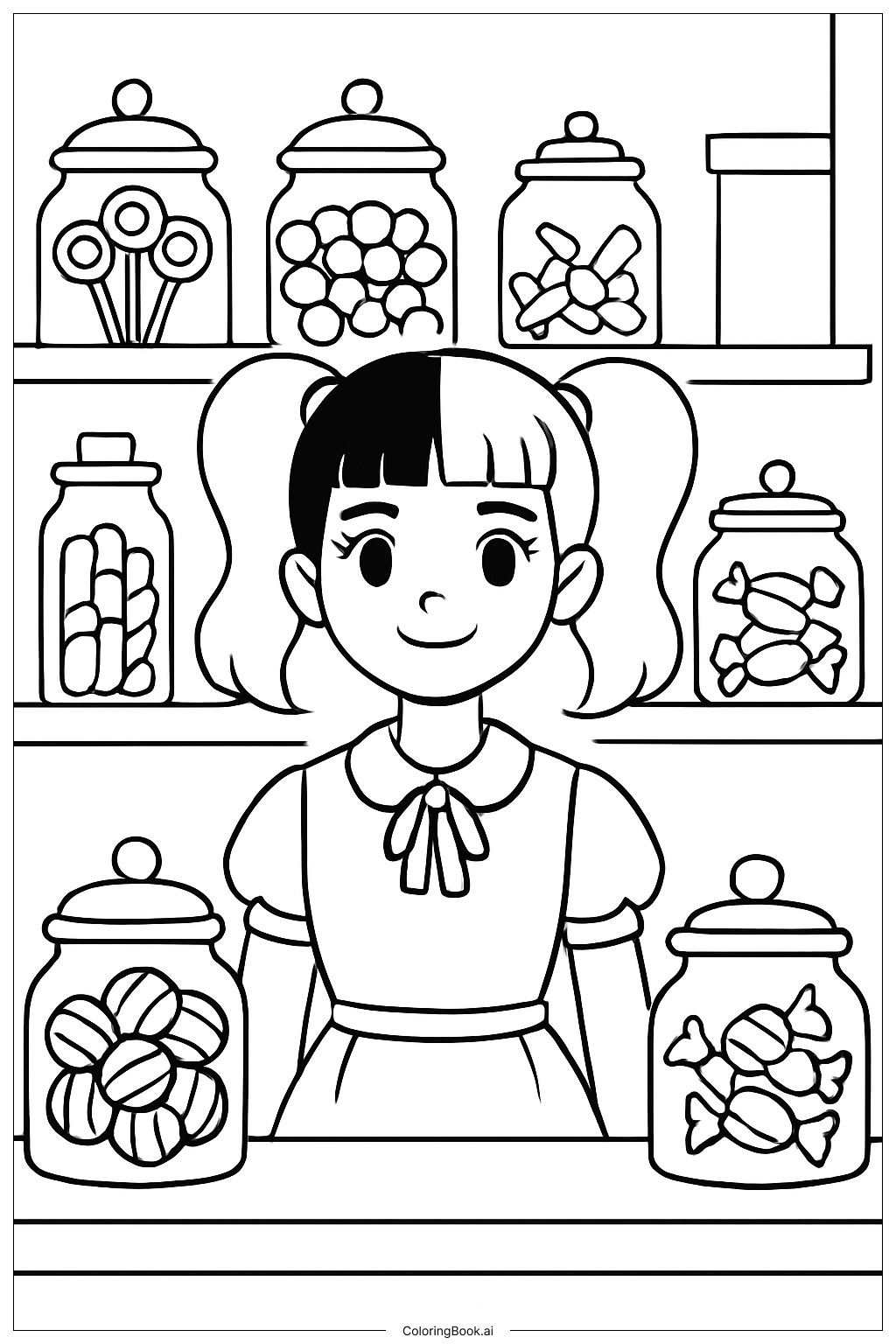 Melanie Martinez 在糖果店著色頁