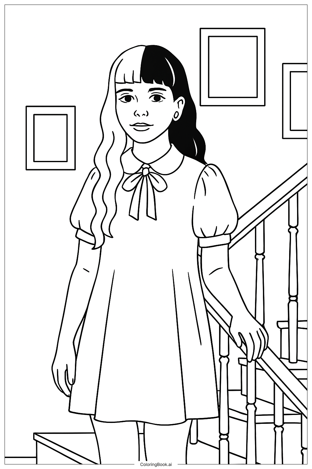 Melanie Martinez 在樓梯上著色頁