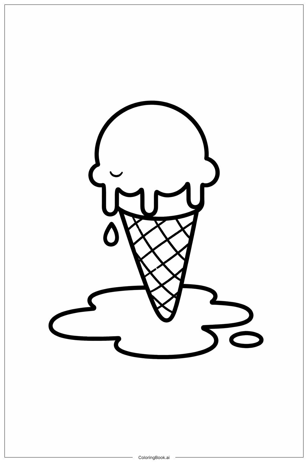  Page de coloriage Cornet de glace fondant 