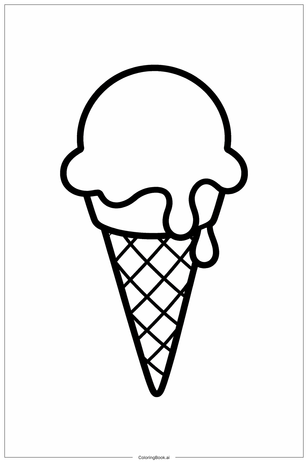  Page de coloriage Cornet de glace qui fond 