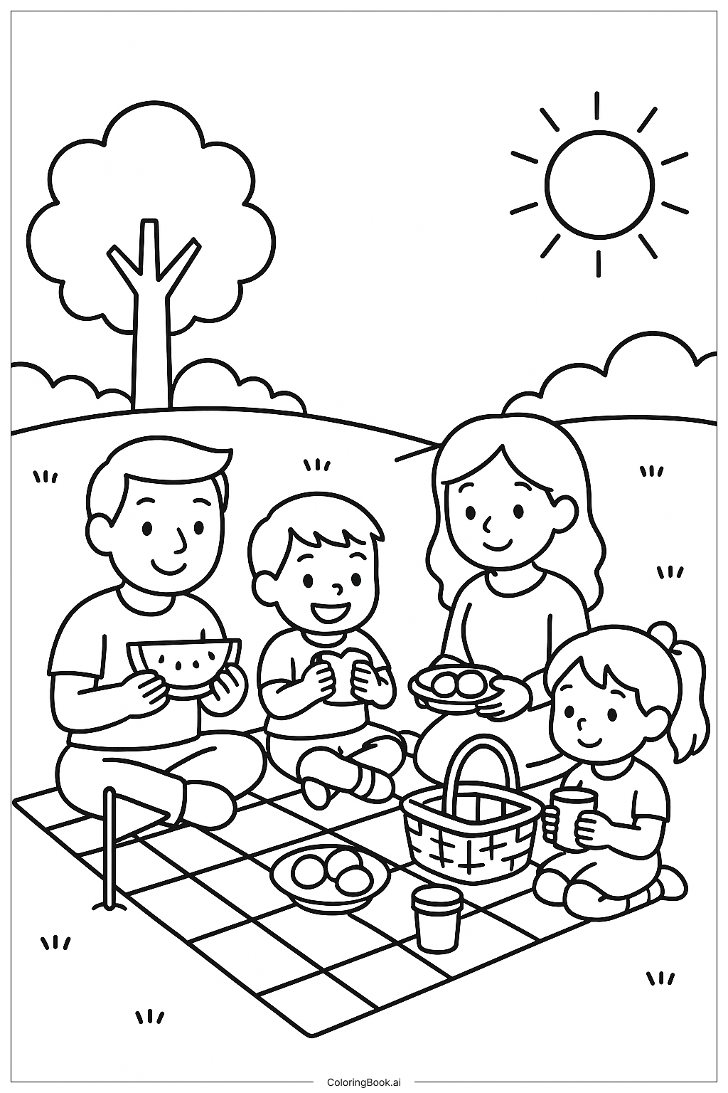  Trang tô màu Buổi dã ngoại gia đình ngày tưởng niệm 