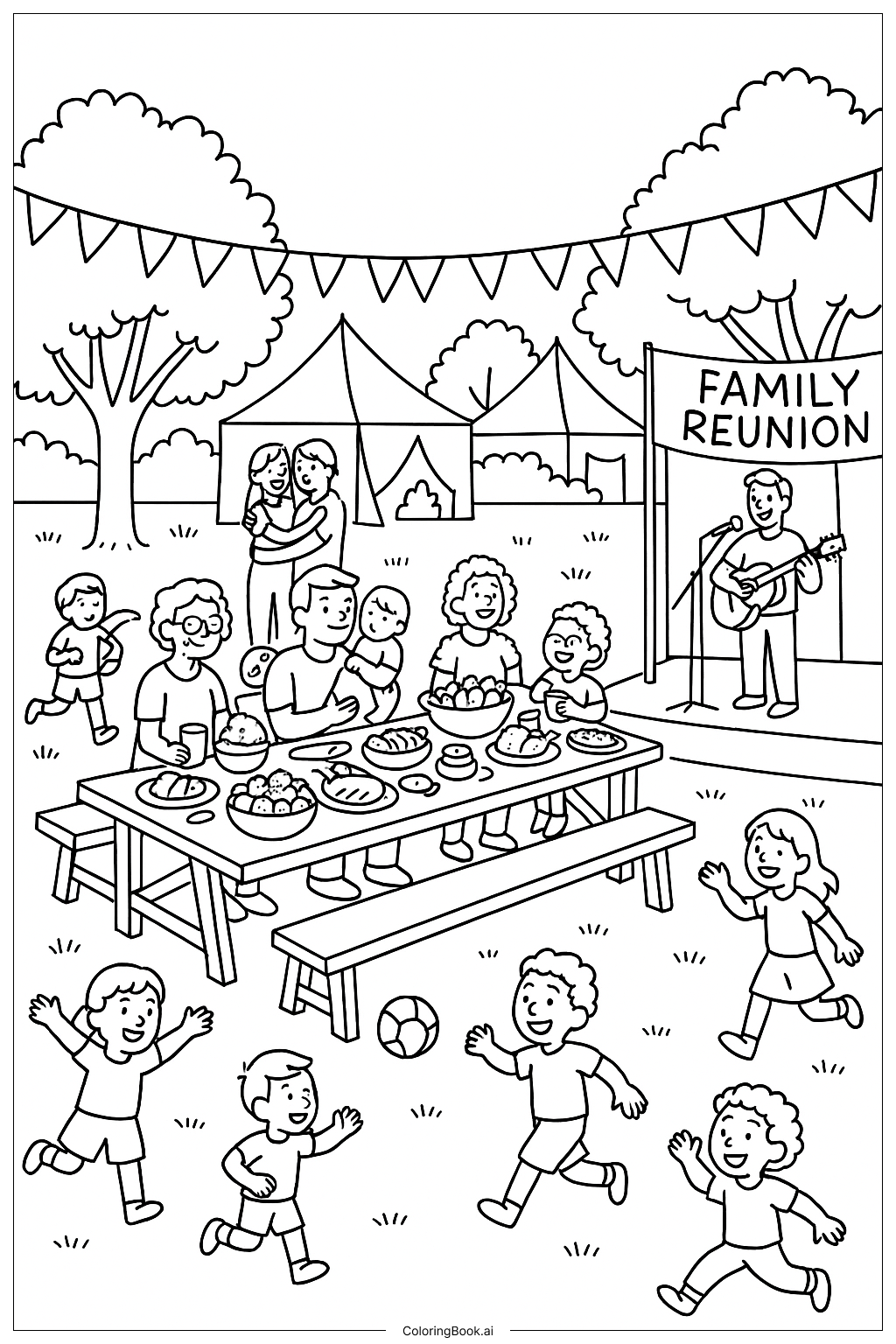  Trang tô màu Ngày Memorial - Buổi dã ngoại sum họp gia đình 