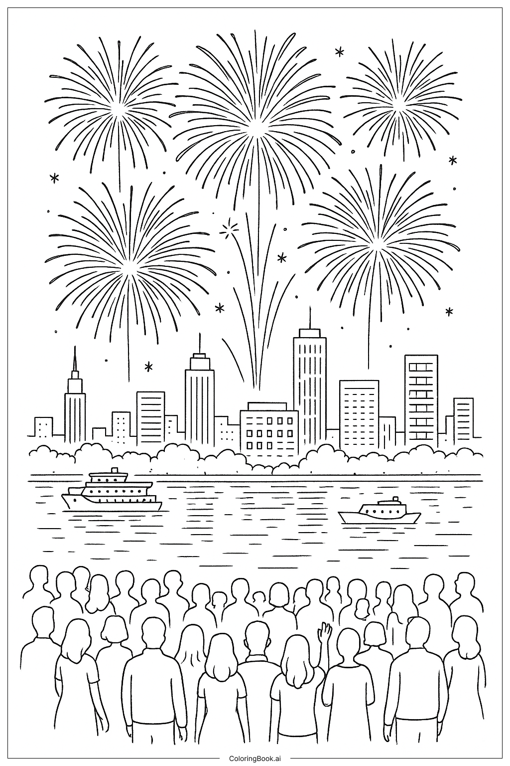  Trang tô màu Pháo hoa ngày Tưởng niệm trên thành phố 