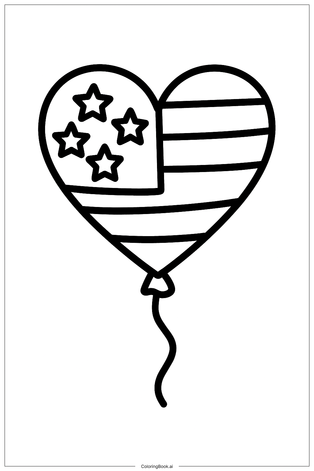  Trang tô màu Bóng Bay Hình Trái Tim Lá Cờ Ngày Tưởng Niệm 