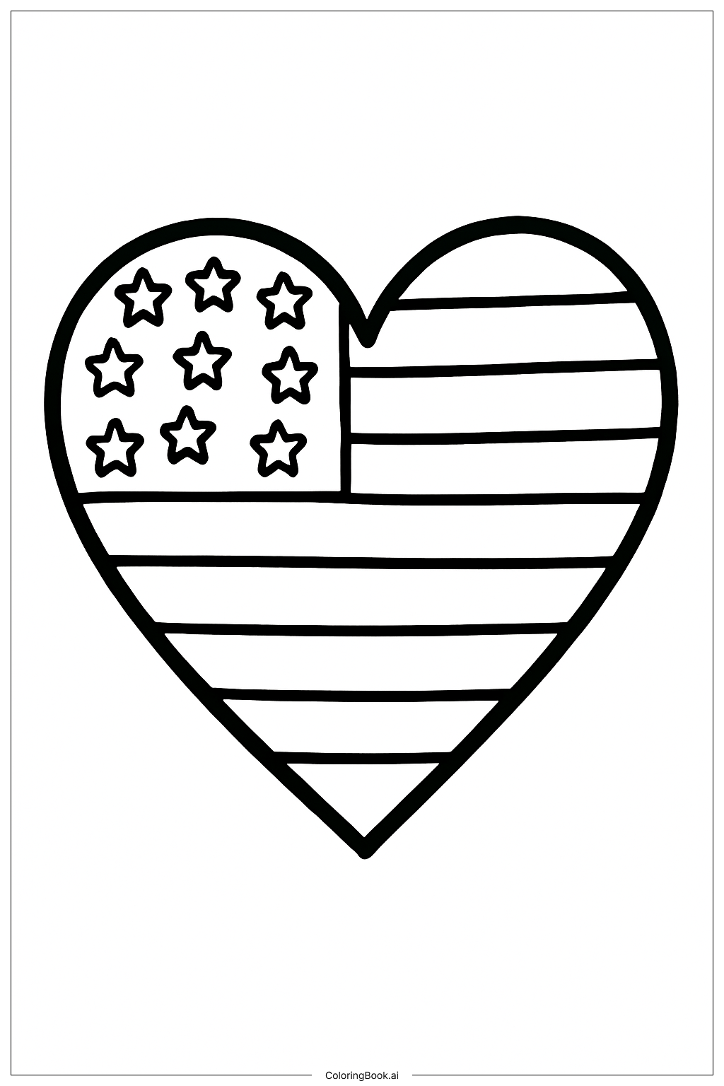  Trang tô màu Trái tim Cờ Memorial Day 