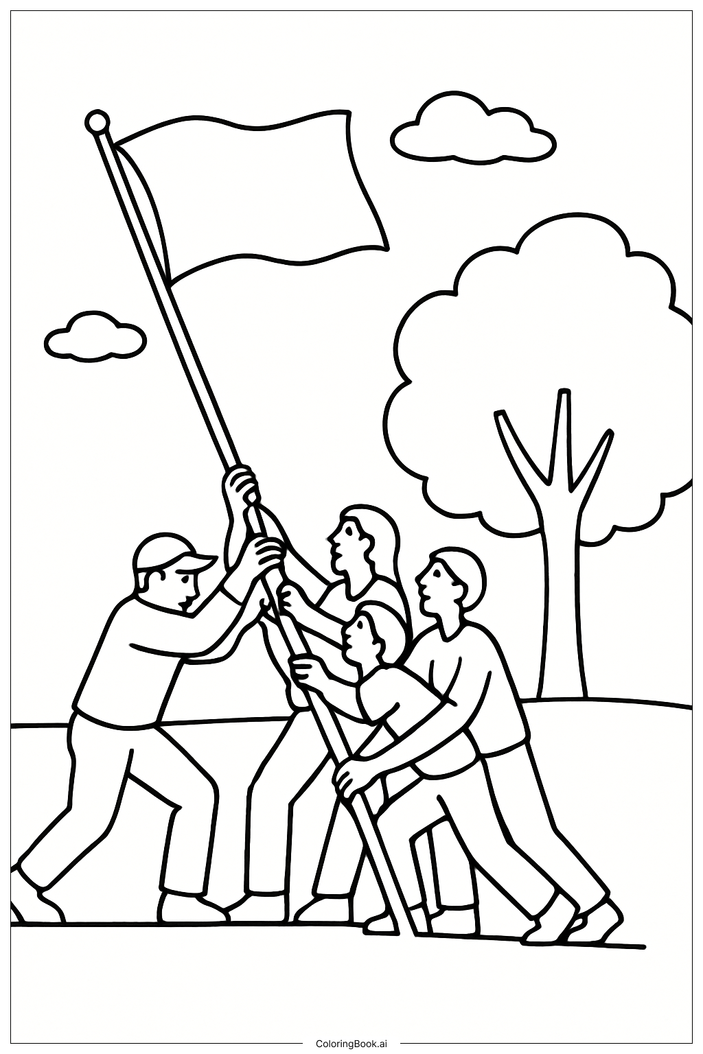  Trang tô màu Lễ Thượng Cờ Ngày Tưởng Niệm 