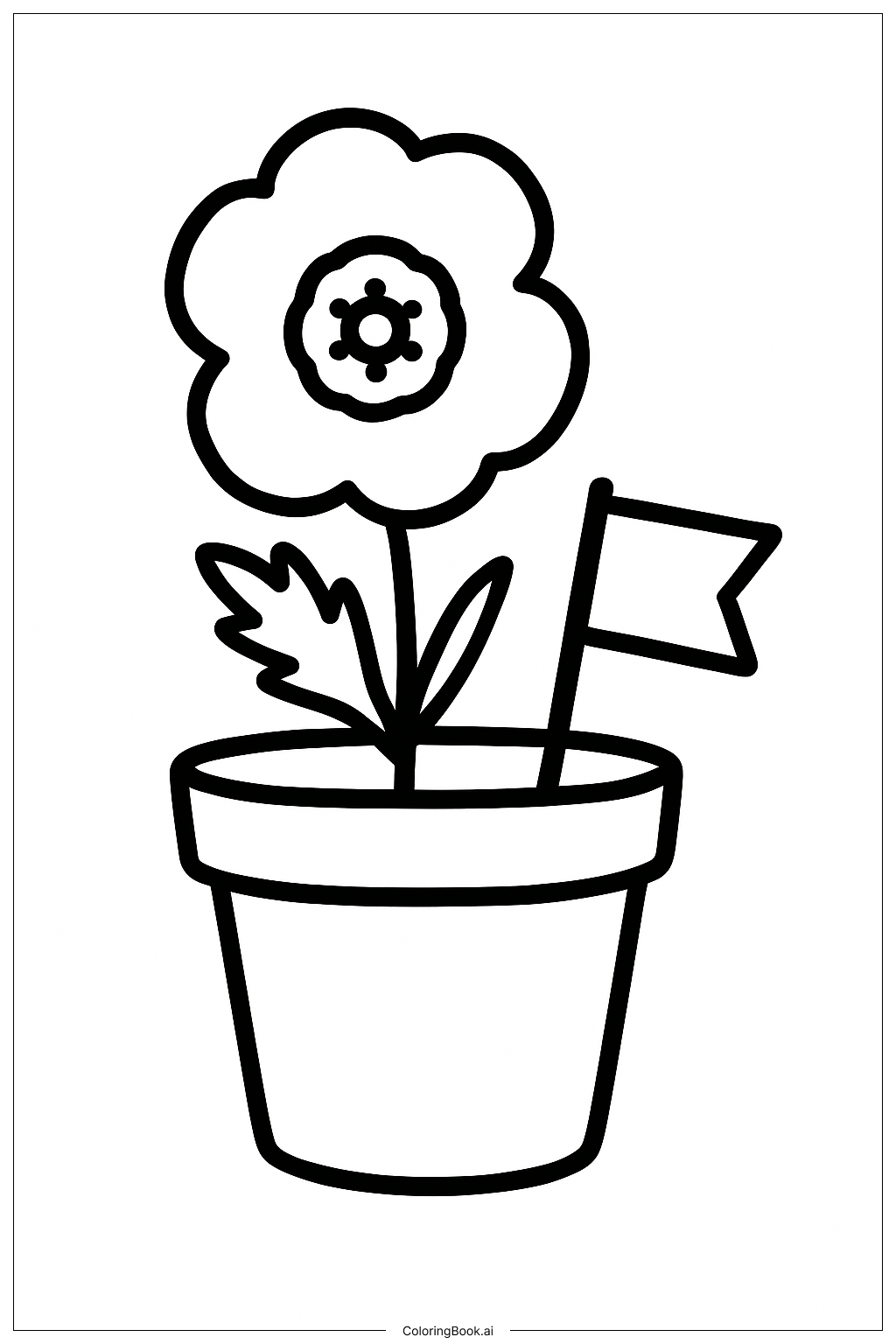  Trang tô màu Chậu Hoa Ngày Tưởng Niệm Có Cờ 
