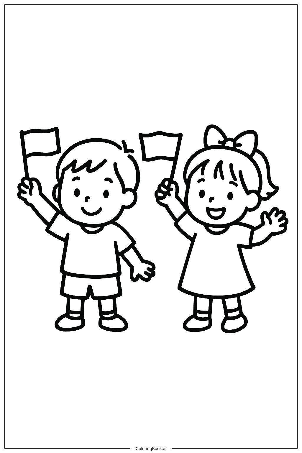  Trang tô màu Ngày Tưởng Niệm Trẻ Em Vẫy Cờ 