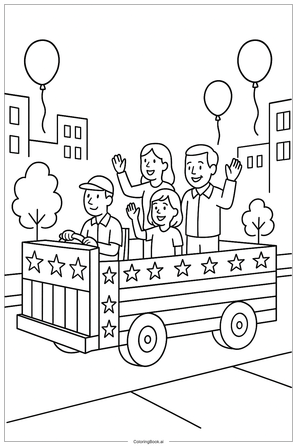  Trang tô màu Xe diễu hành Ngày Tưởng niệm 