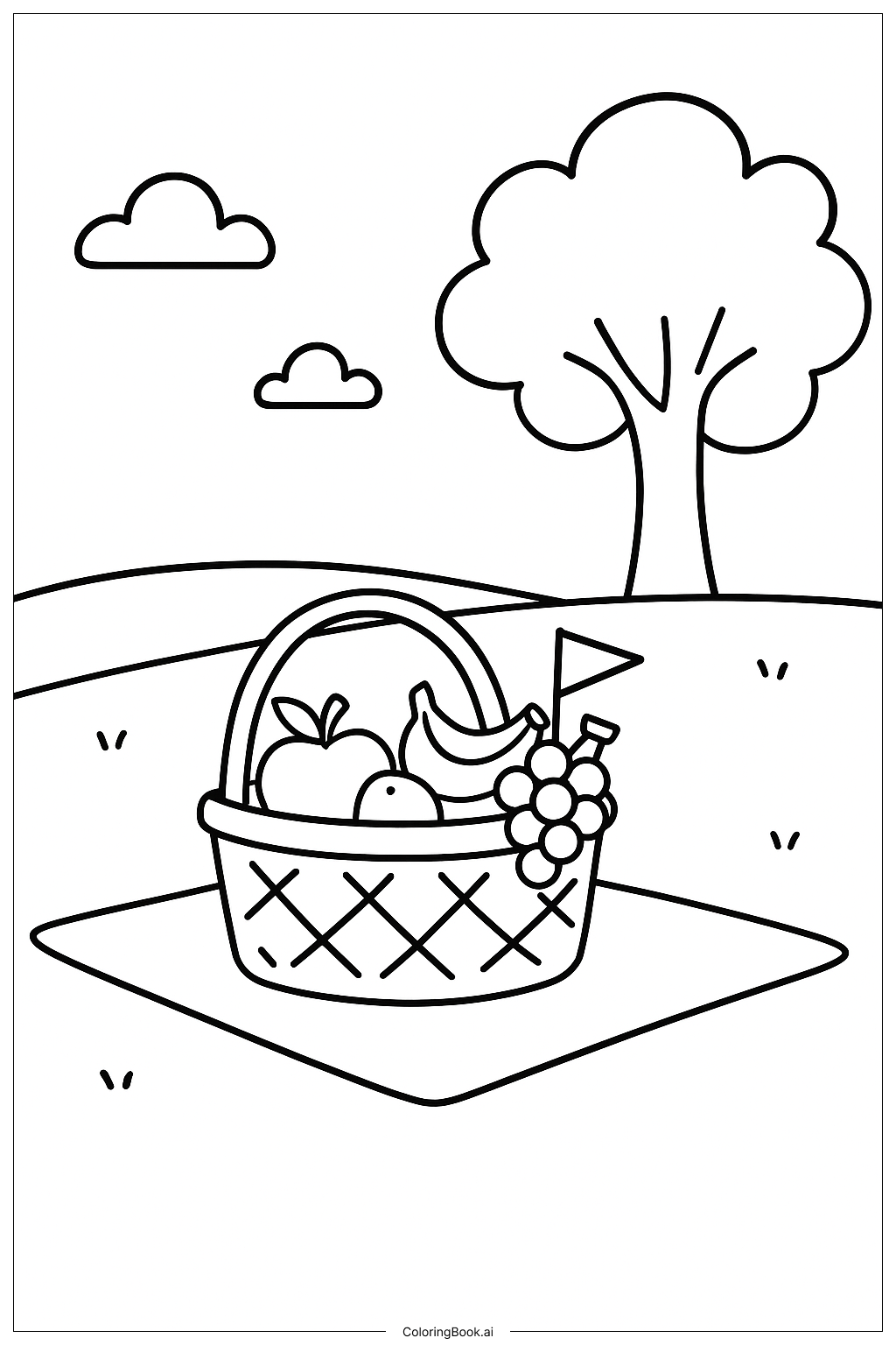  Trang tô màu Giỏ dã ngoại Ngày Tưởng niệm 