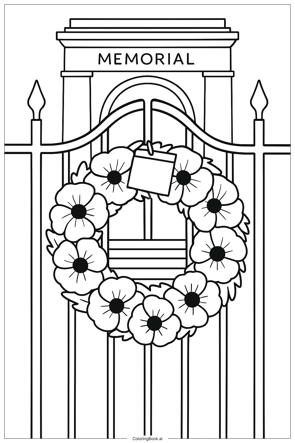  Trang tô màu Vòng hoa Anh Túc ngày Tưởng Niệm 
