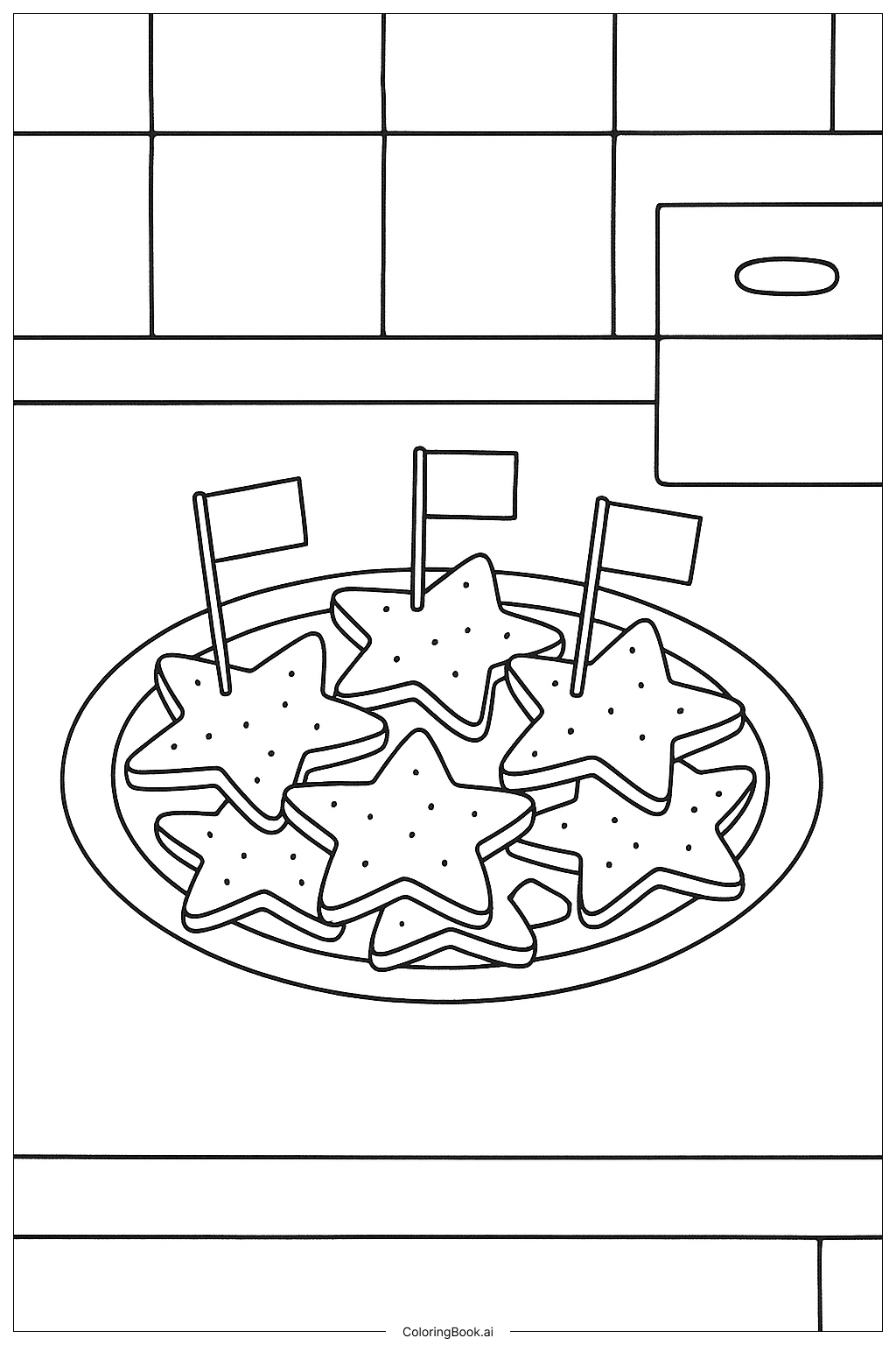  Trang tô màu Bánh Quy Hình Ngôi Sao Ngày Tưởng Niệm 