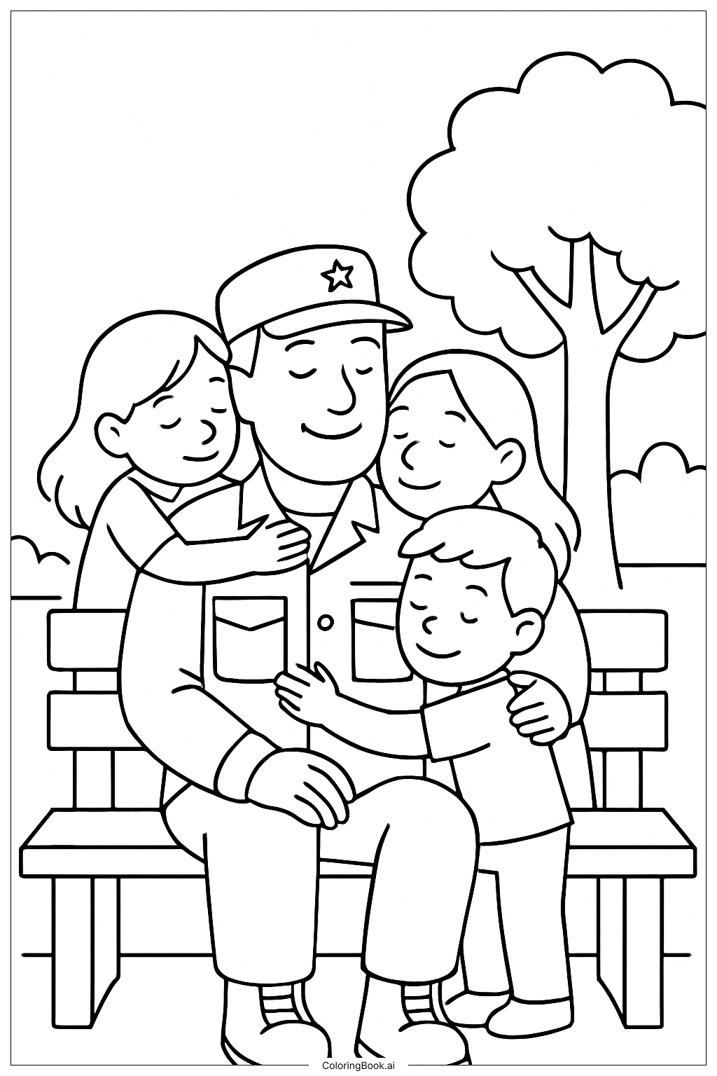  Trang tô màu Ôm Cựu Chiến Binh Ngày Tưởng Niệm 