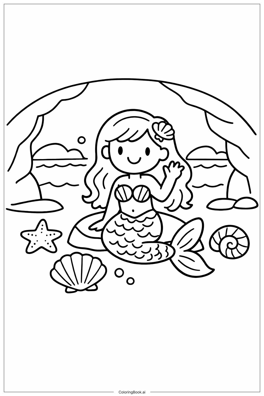  美人魚灣塗色頁著色頁 