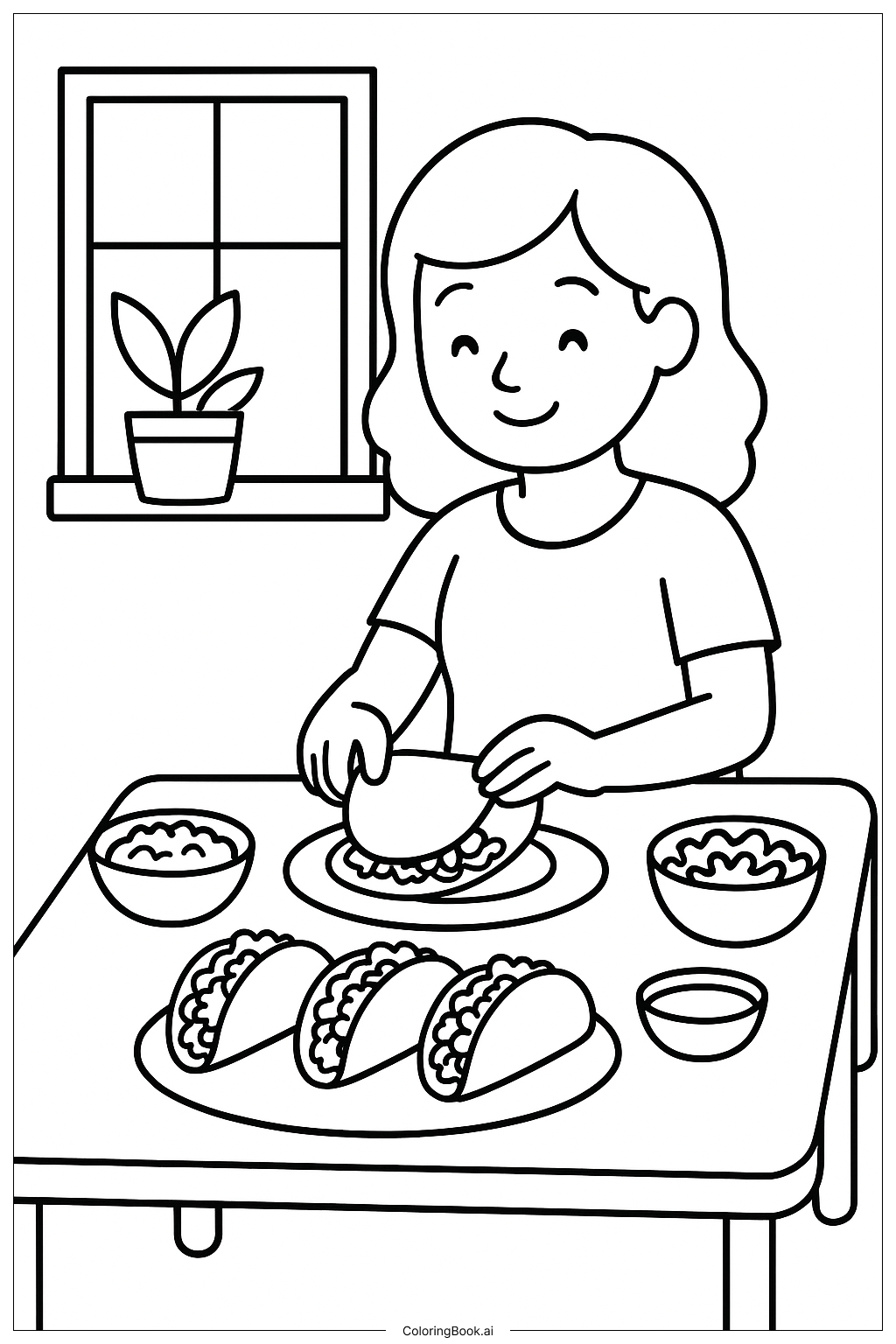  Trang tô màu Mẹ nấu ăn Mexico 