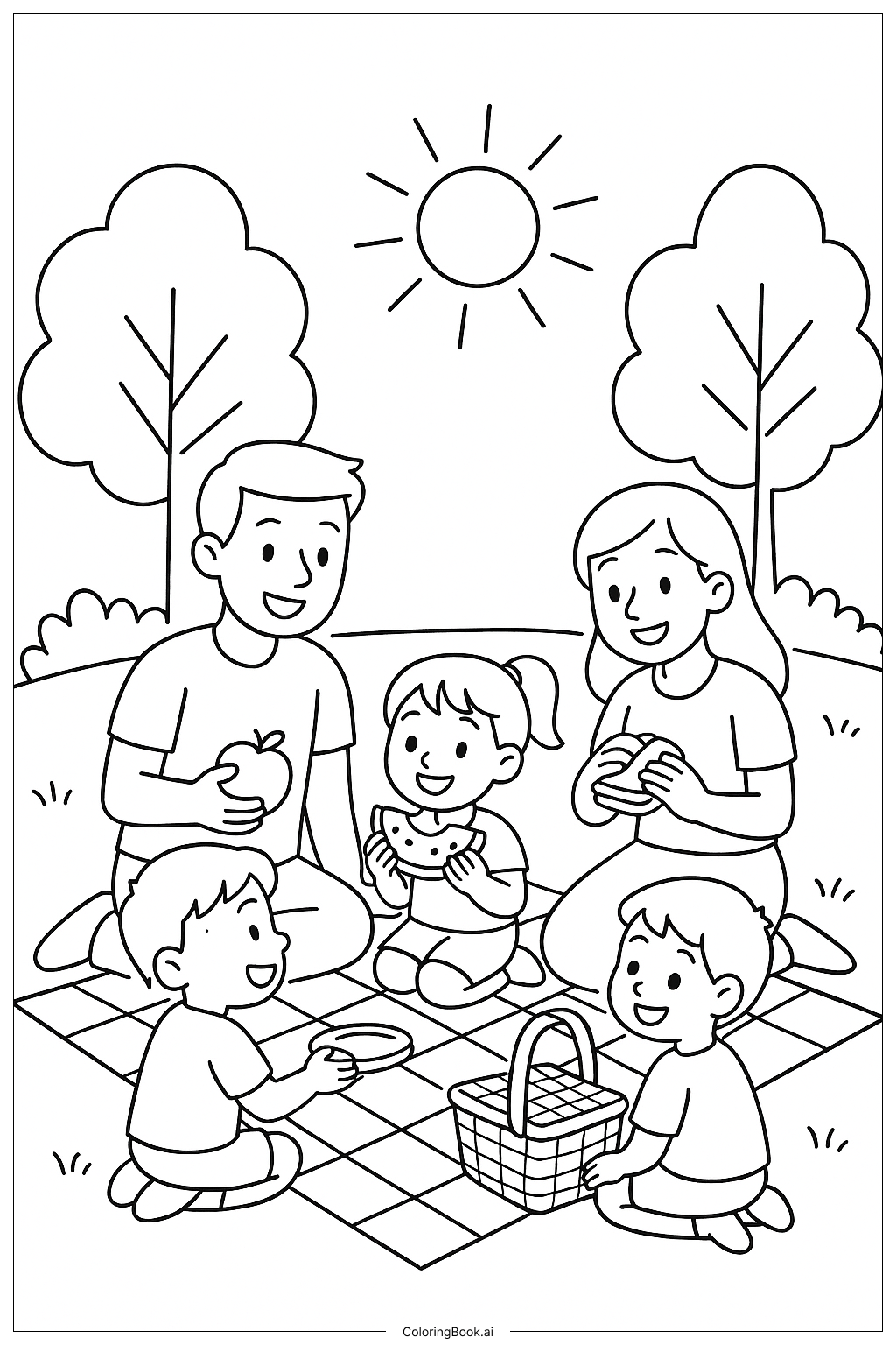  墨西哥家庭野餐著色頁 