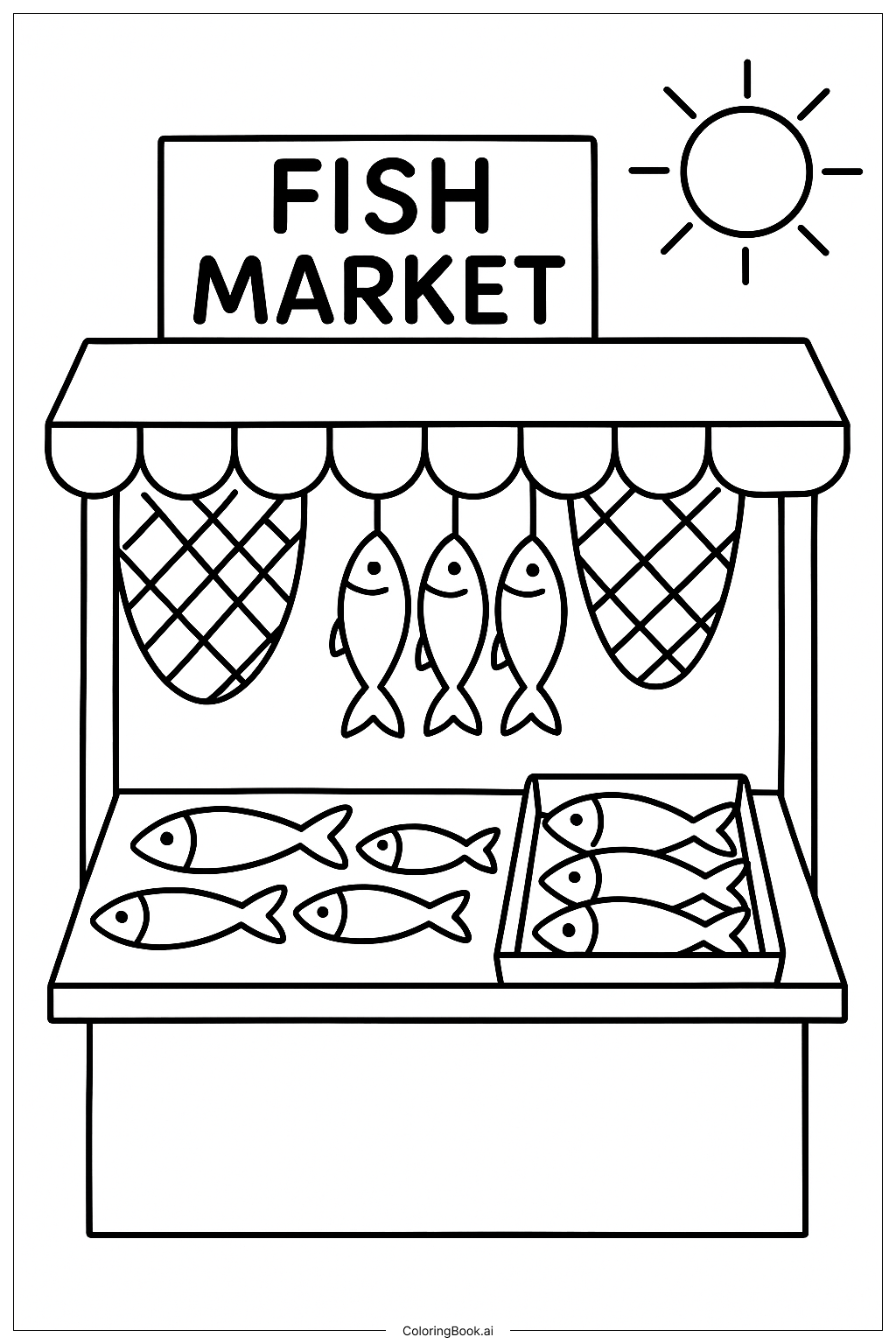  Page de coloriage Marché aux Poissons Mexicain 