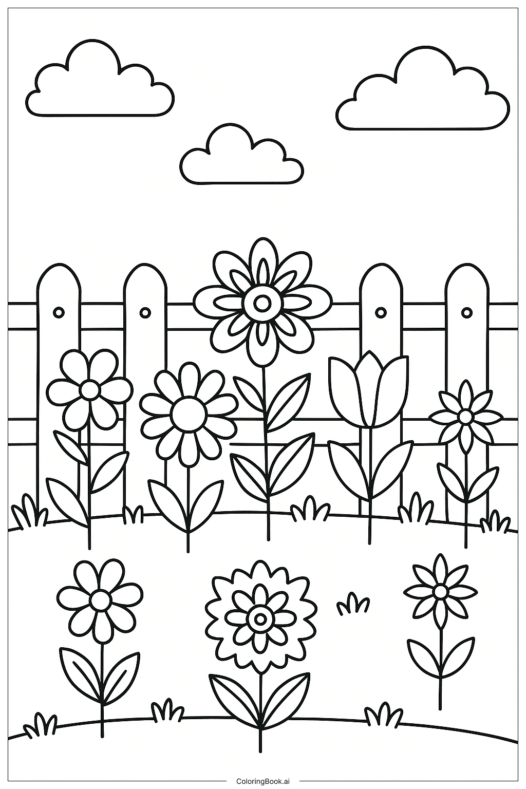  Página para colorir de Jardim de Flores Mexicano 