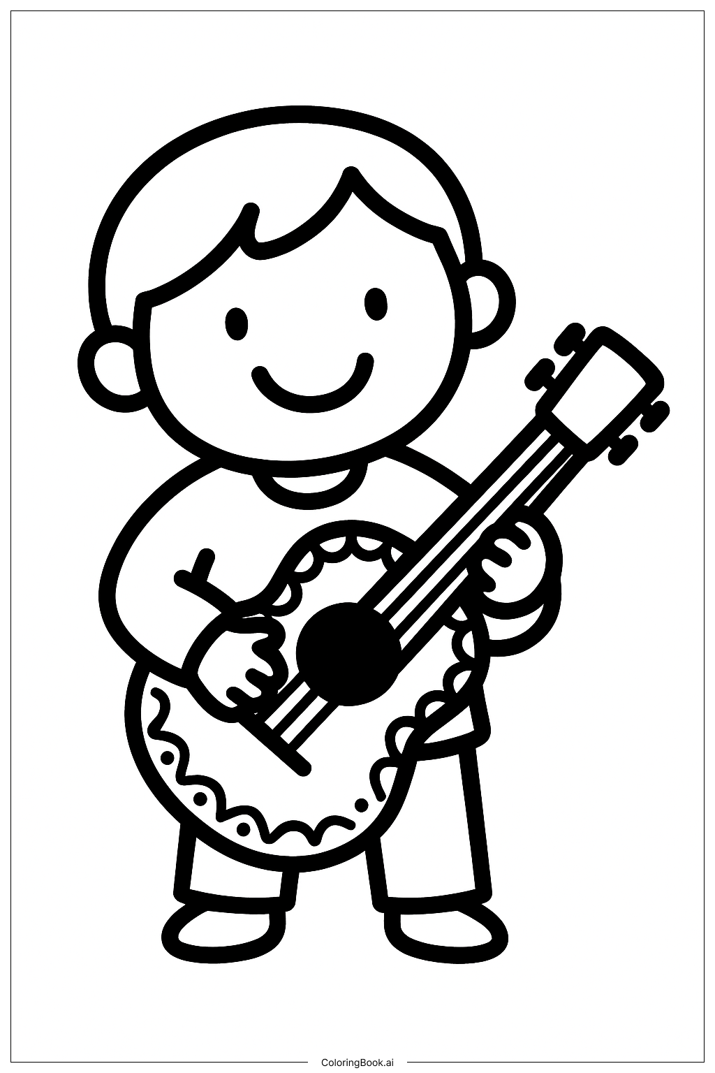  Trang tô màu Cậu Bé Đàn Guitar Mexico 