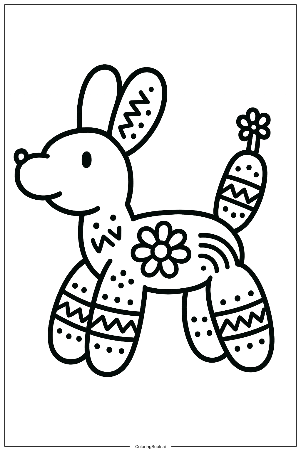  Page de coloriage Petit Chien Ballon Mexicain 
