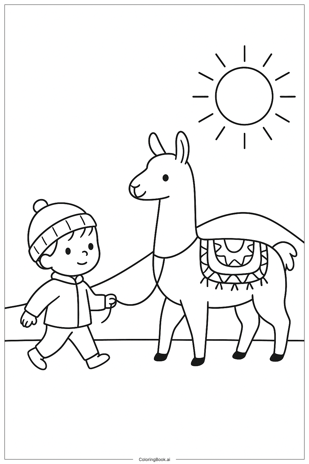  Mexican Llama Walk Coloring Page 