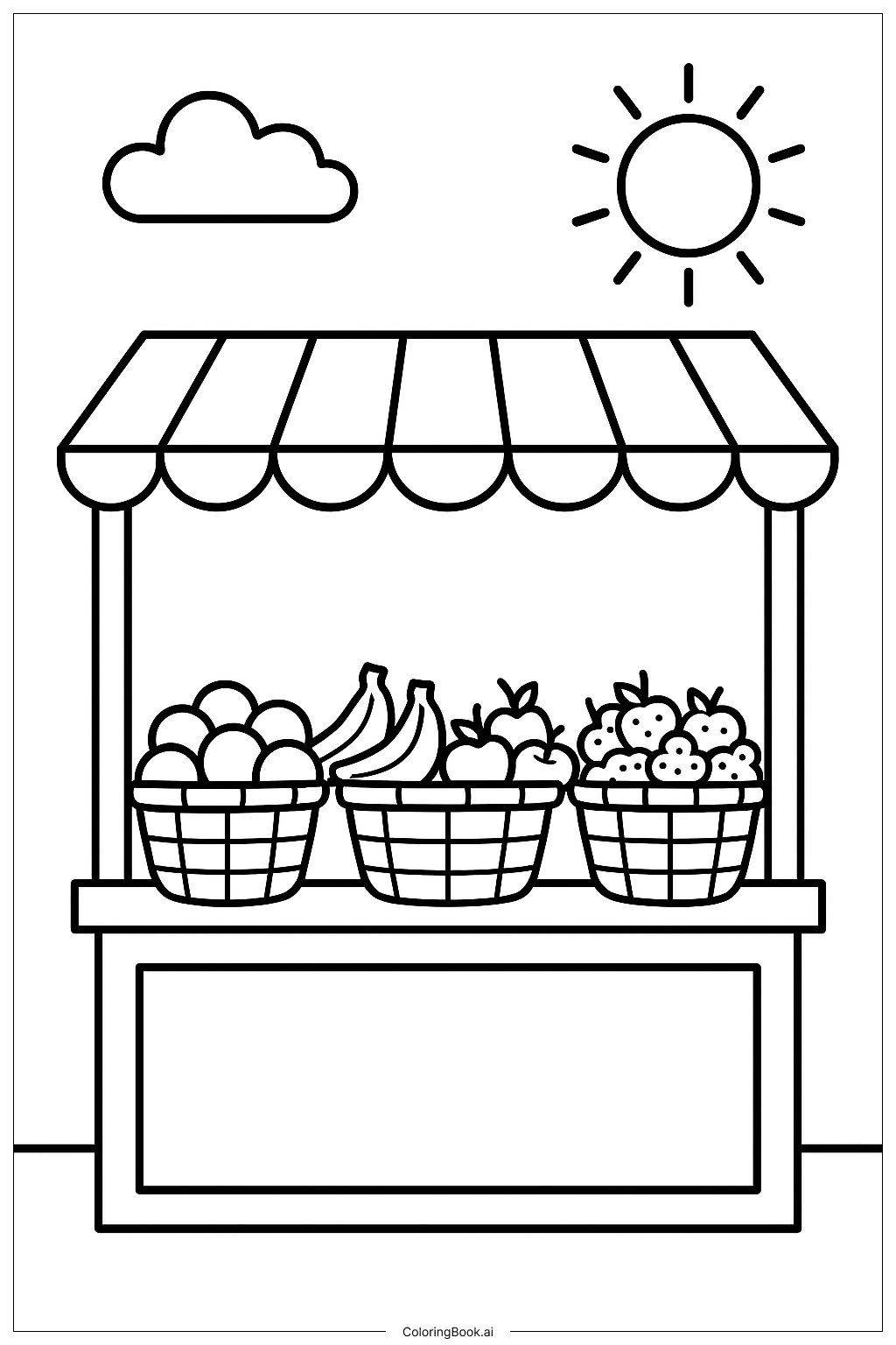  メキシコの市場の屋台の塗り絵ページ 