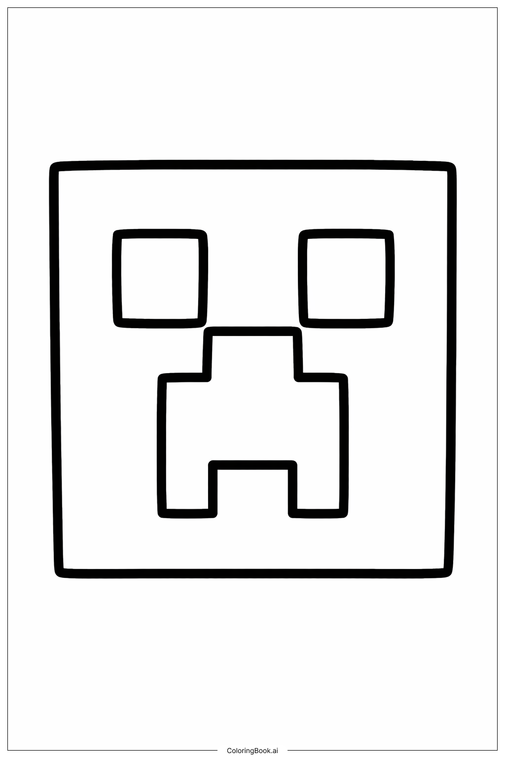  Minecraft苦力怕脸部特写填色页 