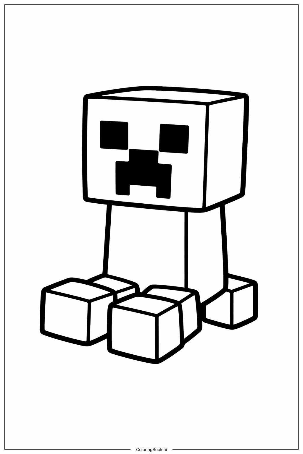  Minecraft 苦力怕坐姿填色页 