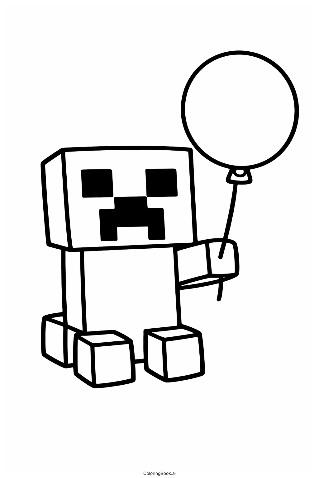  我的世界苦力怕与气球填色页 