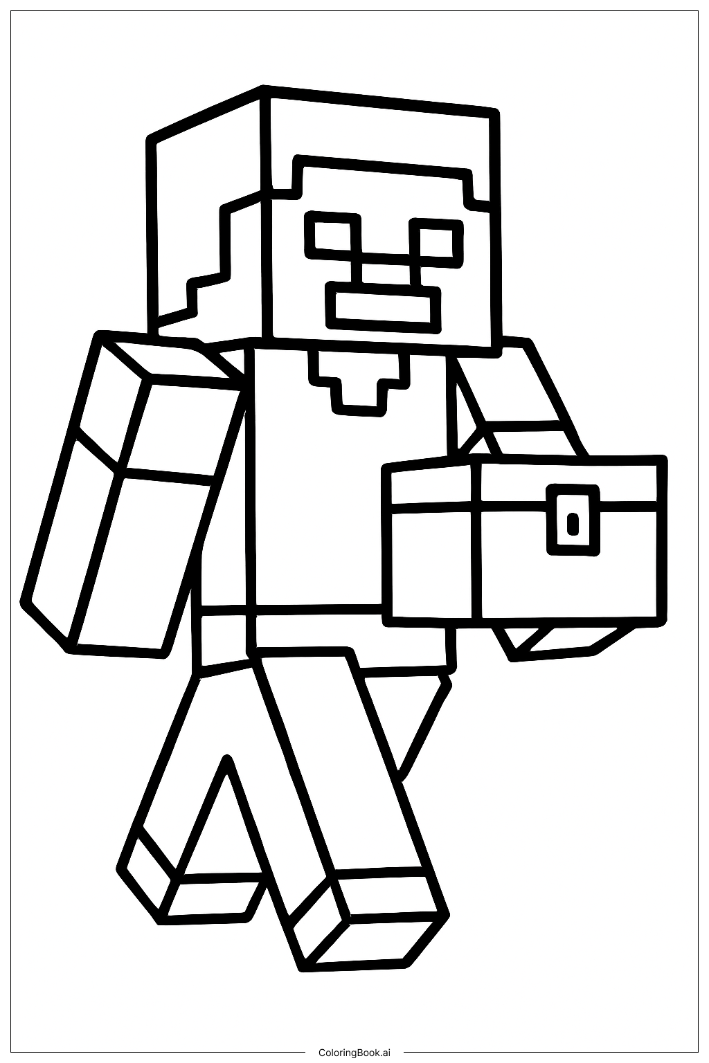  我的世界史蒂夫提着箱子填色页 